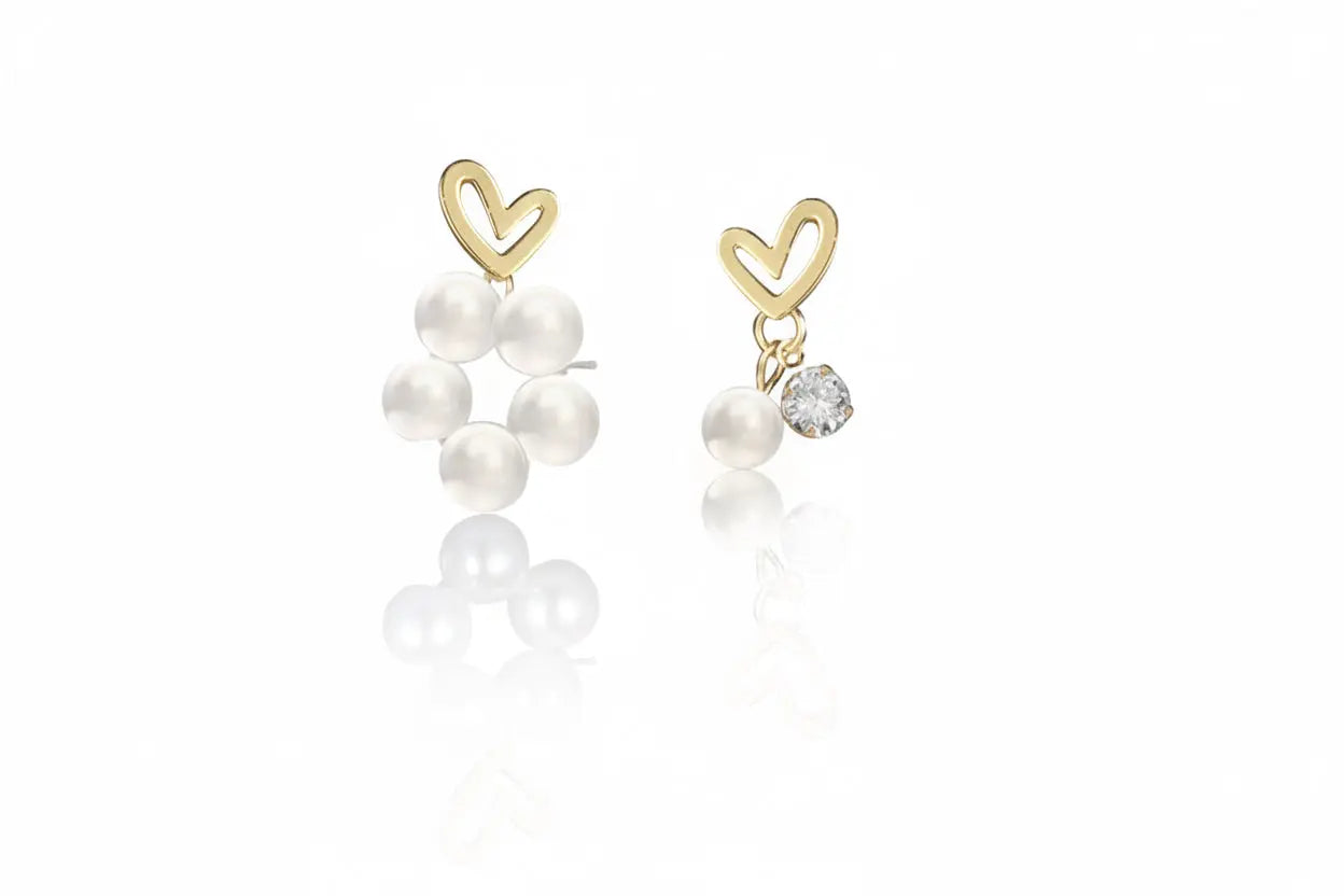 925 Silver Bow Earrings with Pearl Heart and Tassels My Store