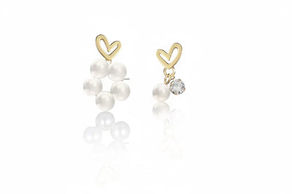 925 Silver Bow Earrings with Pearl Heart and Tassels My Store