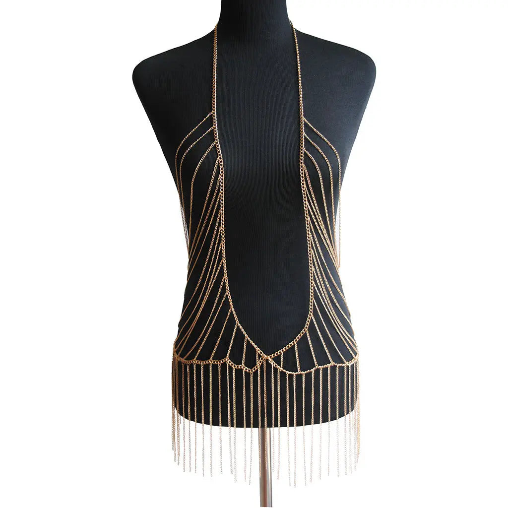 Double Layer Metal Body Chain Necklace with Tassels My Store