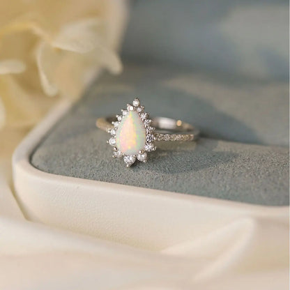S925 Sterling Silver Platinum Drop-Shaped Ring My Store