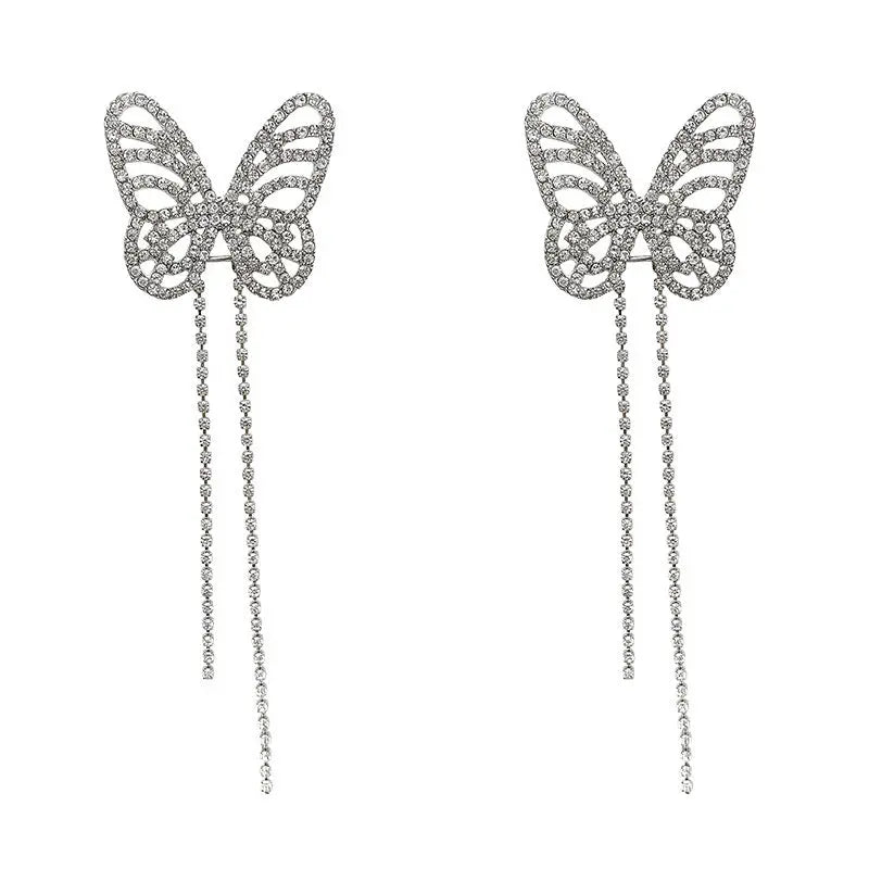 Exaggerated Vintage Long Tassel Rhinestone Earrings My Store