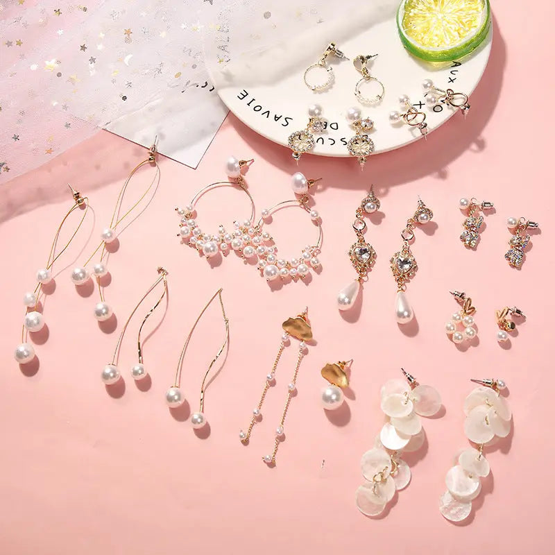 925 Silver Bow Earrings with Pearl Heart and Tassels My Store